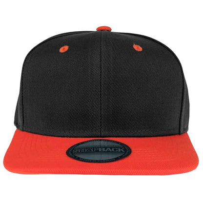 Gelante Plain Blank Flat Brim Adjustable Snapback Baseball Caps LOT 6 Pack - color: Black/Red