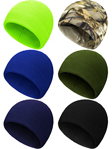 Geyoga 6 Pcs Fleece Beanie Fleece Skull Cap - color: Variegated Colors, size: One Size