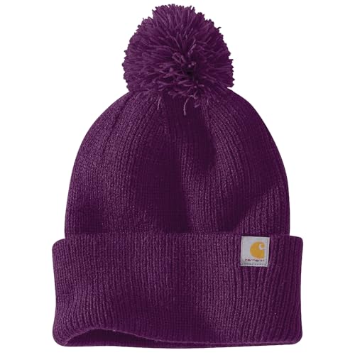 Carhartt Women's Knit Pom-Pom Cuffed Beanie - color: Eggplant