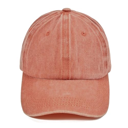 Distressed Washed Cotton Baseball Cap Adjustable Dad Hat for Men Women - color: Z Orange