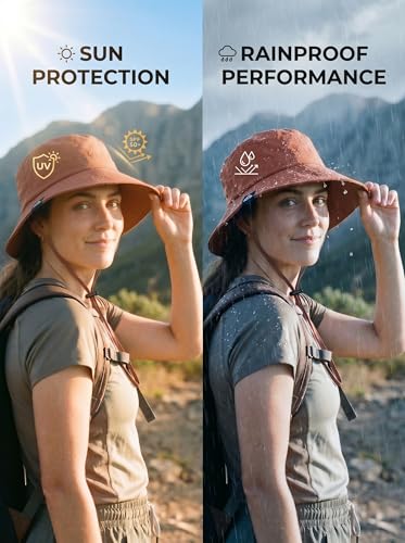 Waterproof Bucket Hat UPF50 Quick Dry Sun Hat for Men Women Lightweight Hiking Fishing Cap Foldable Packable Outdoor - color: Brick Red