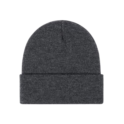 Winter Beanie Men Women Heavyweight Stretch Knit Cuffed Hat - color: Dark Gray,plain