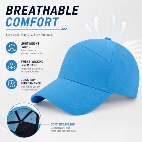 Quick Dry Baseball Cap Trucket Hats UPF50+ Structured Golf Hats Men Women - color: Blue