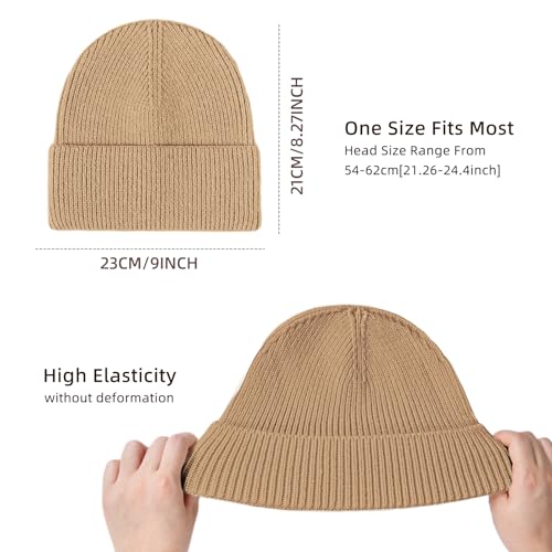 Beanie for Men Women Cuffed Thick Knitted Skull Cap Unisex Winter Hat - color: Khaki