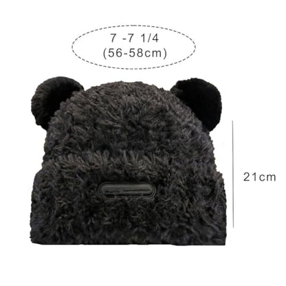 Winter Knit Hat for Women Winter Elastic Cute Bear Ear Skull Beanie Caps Autumn Winter Cute Crochet Beanies - color: Bear Ear Black