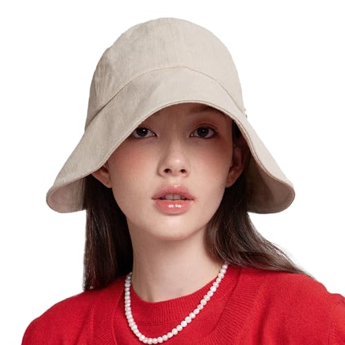 WHITE SANDS MOJA Linen Blend Victorian Bonnet Hat Sun Cap, Foldable Summer Visor | NEW Katy - color: Beige