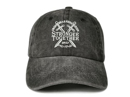 Embroidered Baseball Caps for Men and Women - color: Christian Stronger Together (Washed Black)