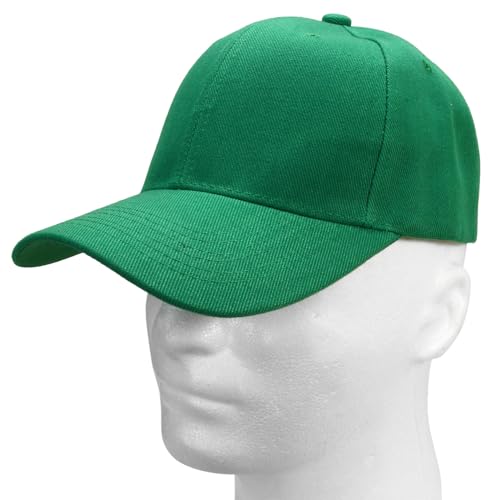 Falari Wholesale Bulk Lot 12-Pack Baseball Cap Adjustable Size Plain Blank Solid Color - color: Kelly Green