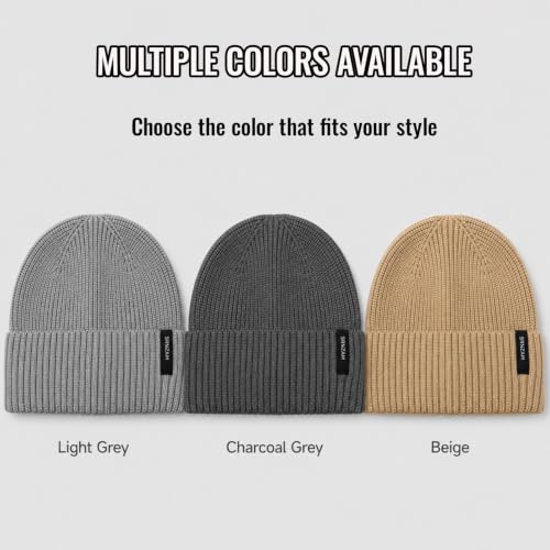 Beanie for Men Women Winter Ribbed Knit Hat Warm Cuffed Skull Cap - color: Charcoalgrey