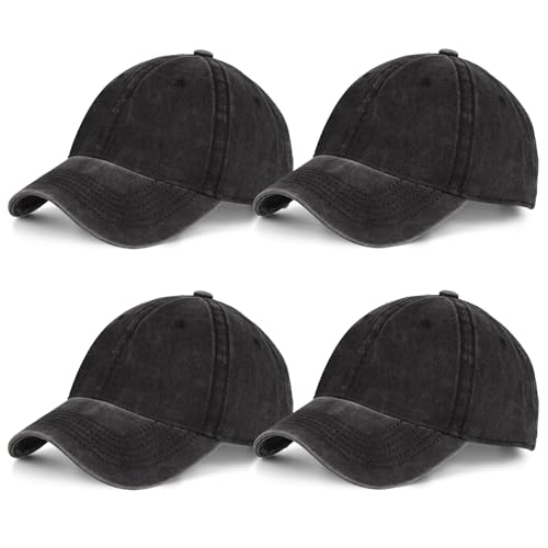Washed Cotton Vintage Baseball Cap Sun Hats Men Women Smile Baseball Cap Adjustable Dad Golf Hat - color: I-all Black-baseball