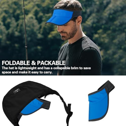Sports Sun Visor Hat Men Women Foldable Brim Packable Running Golf Cap - color: Blue
