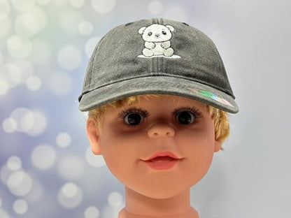 Adjustable Embroidery Animal Baseball Hat for Kid Toddler Child - color: Polorbear (Washed Black)