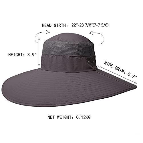 Leotruny Super Wide Brim Bucket Hat UPF50+ Waterproof Sun Hat for Fishing - color: C05-grey