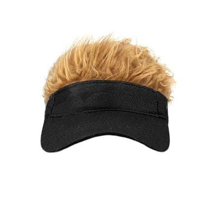 Mens Novelty Sun Visor Beach Hat Short Hair Wigs UV Protection Adjustable Golf Dad Cap Funny Hip Hop Rave Party Trucker Hat - color: Black & Brown