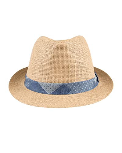 Levi's Men's Straw Fedora Hat - color: Tan Patchwork, size: Large-X-Large