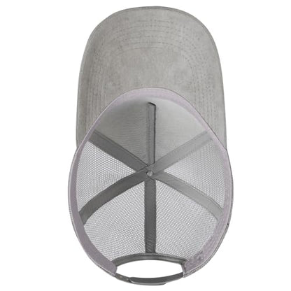 Suede Curved Brim Trucker Cap Adjustable Snapback Hat Mesh Back Breathable for Men Women 2 Pack SH03 - color: Pack of 2, Light Grey & Black