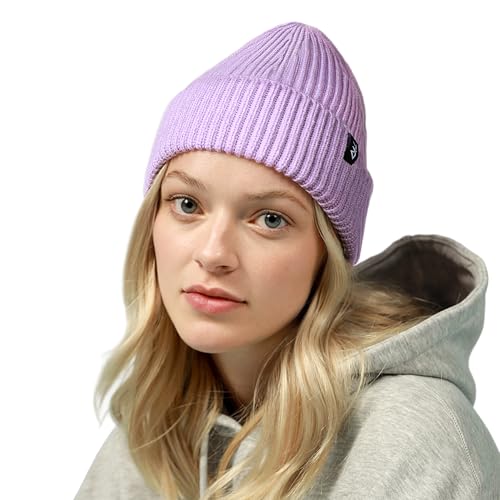 Fisherman Beanie Cuffed Knit Winter Hat Trawler Sailor Watch Cap Men Women - color: Ribbed (Lavender)