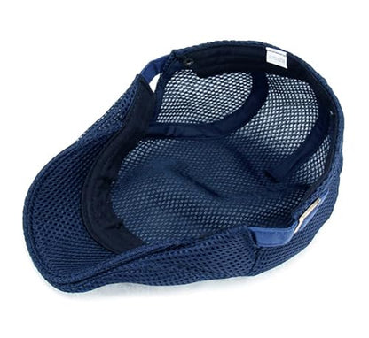 DIYDECAL Mens Breathable Mesh Summer Hat Adjustable Newsboy Beret Ivy Cap Cabbie Flat Cap - color: Navy Blue