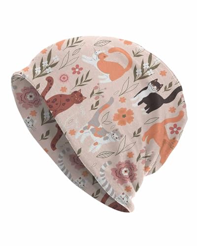 Unisex Stretch Knit Beanie Hat - color: Cute Tabby Cat