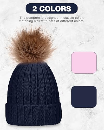 Syhood 4 Pcs Hat and Glove Set Winter Beanie and Glove Set - color: Navy Blue, Pinkish Pink