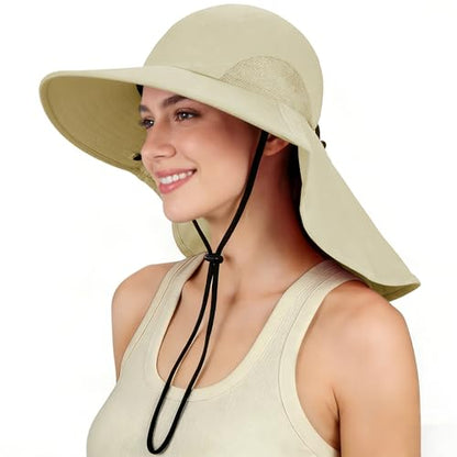 Tirrina Women's Sun Hat Wide Brim, UV Protection Sun Hats for Women - color: Tan