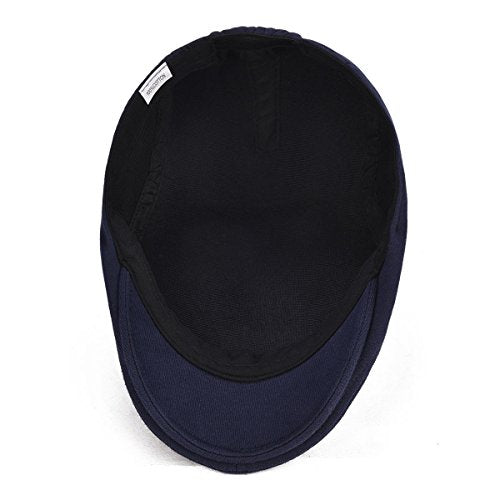 VOBOOM Men's Cotton Flat Ivy Gatsby Newsboy Driving Hat Cap - color: Navy