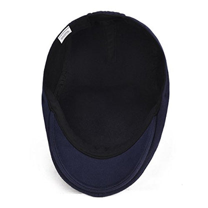 VOBOOM Men's Cotton Flat Ivy Gatsby Newsboy Driving Hat Cap - color: Navy