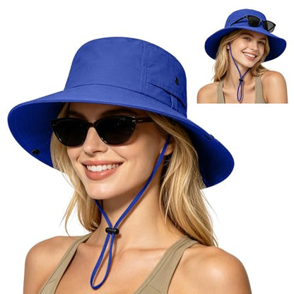 ZOORON Sun Hats for Women Men Fishing Hat UPF 50+ Wide Brim Bucket Hat - color: 1pack-royalblue