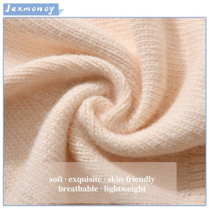 jaxmonoy Slouchy Knit Beanies Winter Hats for Women Men Soft Warm Reversible Slouch Cuffed Skull Knitted Beanie Cap - color: Beige