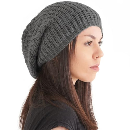CHARM Oversized Winter Slouchy Knit Beanie - color: Gray