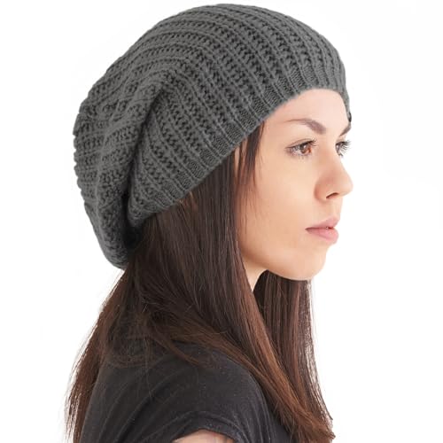 CHARM Oversized Winter Slouchy Knit Beanie - color: Gray