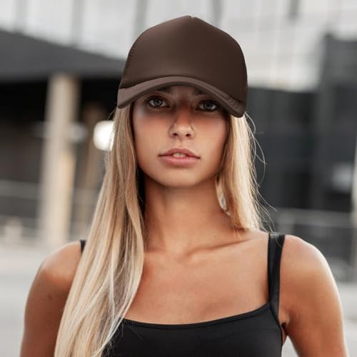 Ultrafun 10 Pack Trucker Hat Mesh Sublimation Blank Hats Adjustable Baseball Caps Hats for Men Women - color: Brown