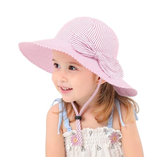 Toddler Kids Baby Girl Sun Hat Floppy Cotton Summer Hat 50+ SPF Protective - color: 04/Stripe/Purple, size: 2-3T