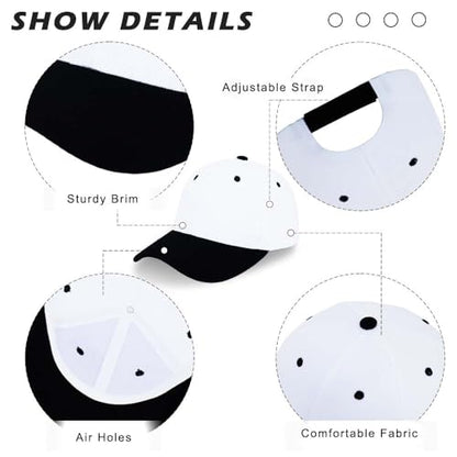 ZH Plain Adjustable Baseball Cap - Lot of 12 Unisex Blank Design Caps - color: White-black