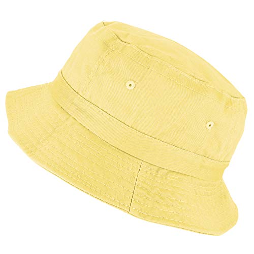 Armycrew Pigment Dyed Washed 100% Cotton Unisex Bucket Hat - color: Yellow