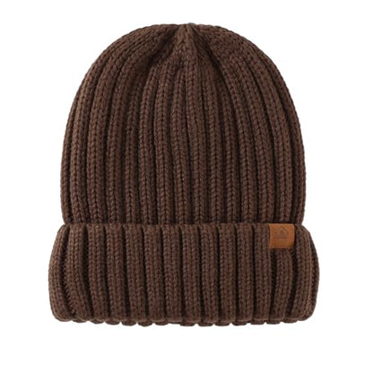 Home Prefer Mens Winter Hat Wool Fleece Lined Knit Beanie Hat Warm Stocking Caps - color: Chestnut Brown