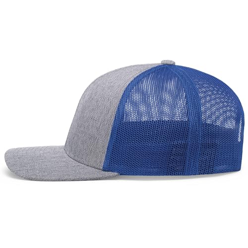 Pacific Headwear Melange Heather Low-Profile Trucker - color: Grey Heather/Royal/Grey Heather