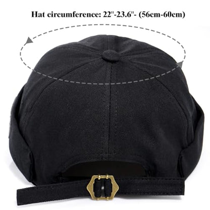 Glamorstar Dome Brimless Hats for Women Men Sailor Docker Beanie Cap Hip Hop Hats - color: Black D