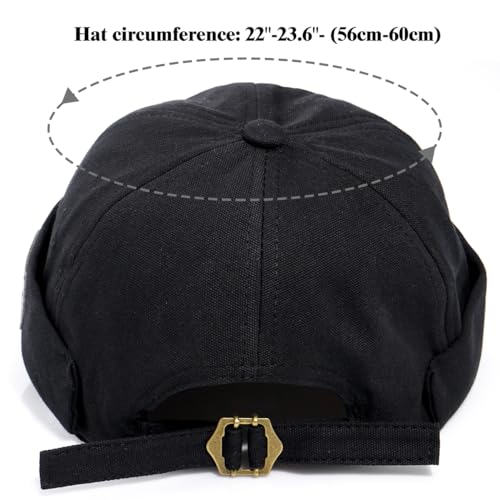 Glamorstar Dome Brimless Hats for Women Men Sailor Docker Beanie Cap Hip Hop Hats - color: Black D