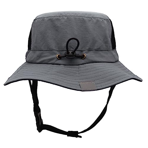 Men Bucket Hat Wide Brimmed Foldable Ladies Surf Sun Hat UPF50+ - color: Dark Grey