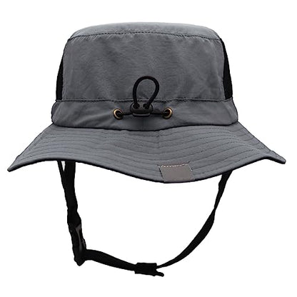 Men Bucket Hat Wide Brimmed Foldable Ladies Surf Sun Hat UPF50+ - color: Dark Grey