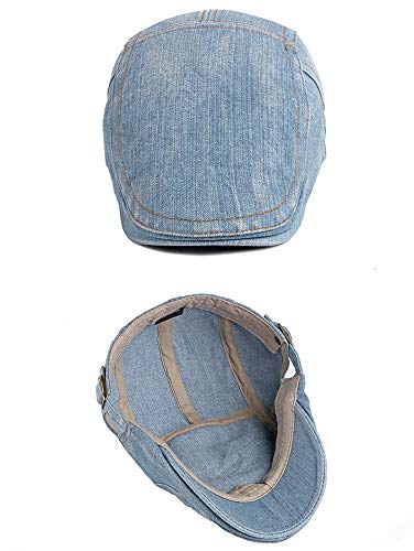 2 Pack Mens Denim Cotton Newsboy Cap Ivy Gatsby Driving Hunting Cabbie Hats - color: 2 Pack-e