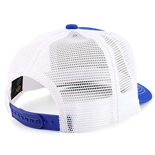 Trendy Apparel Shop Thinking Cap Washed Two Tone Trucker Baseball Cap - color: Royal White