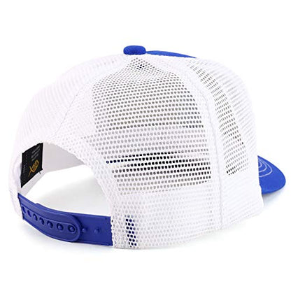 Trendy Apparel Shop Thinking Cap Washed Two Tone Trucker Baseball Cap - color: Royal White