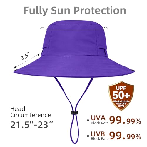 ZOORON Sun Hats for Women Men Fishing Hat UPF 50+ Wide Brim Bucket Hat - color: 1pack-purple