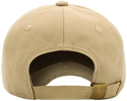 KBETHOS Classic Unisex Cotton Adjustable Low Crown Baseball Cap – Plain Dad Hat - color: Khaki Classic
