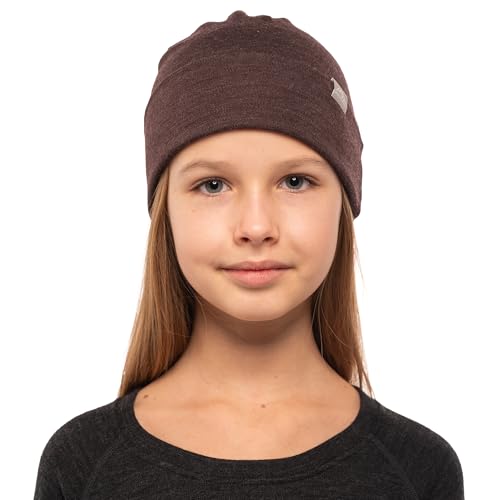 100% Merino Wool Beanie Kids - Unisex Wool Cap 17.5um for Kids -Toddler Hat - color: Chocolate