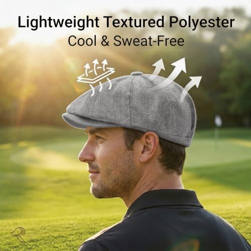 ZLYC Newsboy Cap for Men Summer Flat Cap Lightweight Beret Hat - color: Solid Light Gray
