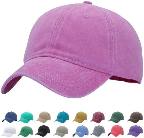 Vintage Washed Baseball Cap | Fits XL/XXL Heads | One Size | Adjustable Golf Dad Hat Gift | Cotton Ball Caps for Men Women - color: Rose, size: Medium-Large