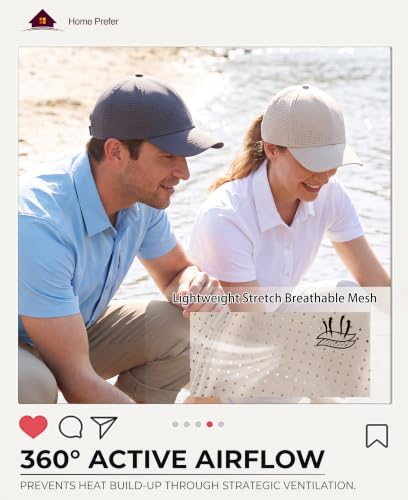 Home Prefer Mens Womens UPF50+ Sun Hat Athletic Adjustable Baseball Cap Quick Dry UV Protection Workout Running Golf Hat - color: Light Khaki, size: Medium